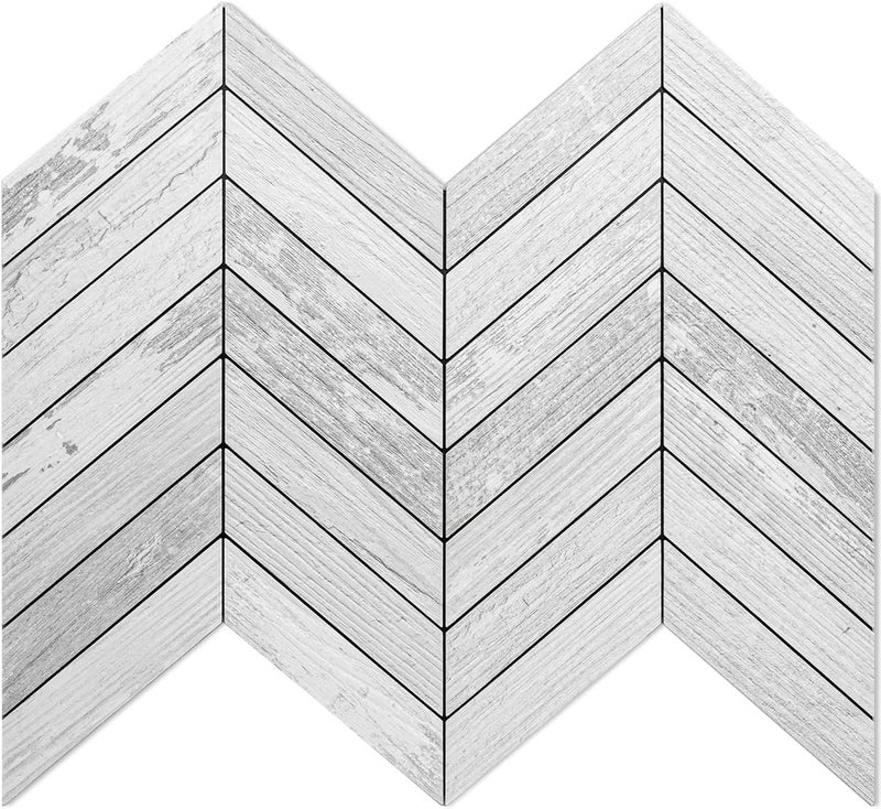 DICOFUN 10-Sheet White Wood Peel and Stick Backsplash, Vintage PVC Stick on Backsplash Wall Tiles for Kitchen and Bathroom - Image 1